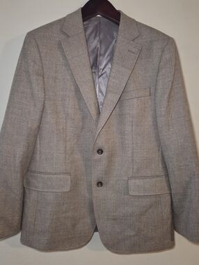 Charles Tyrwhitt Men’s Sport Coat Blazer 42R Slim Fit 100% Wool Tan Gray Twill